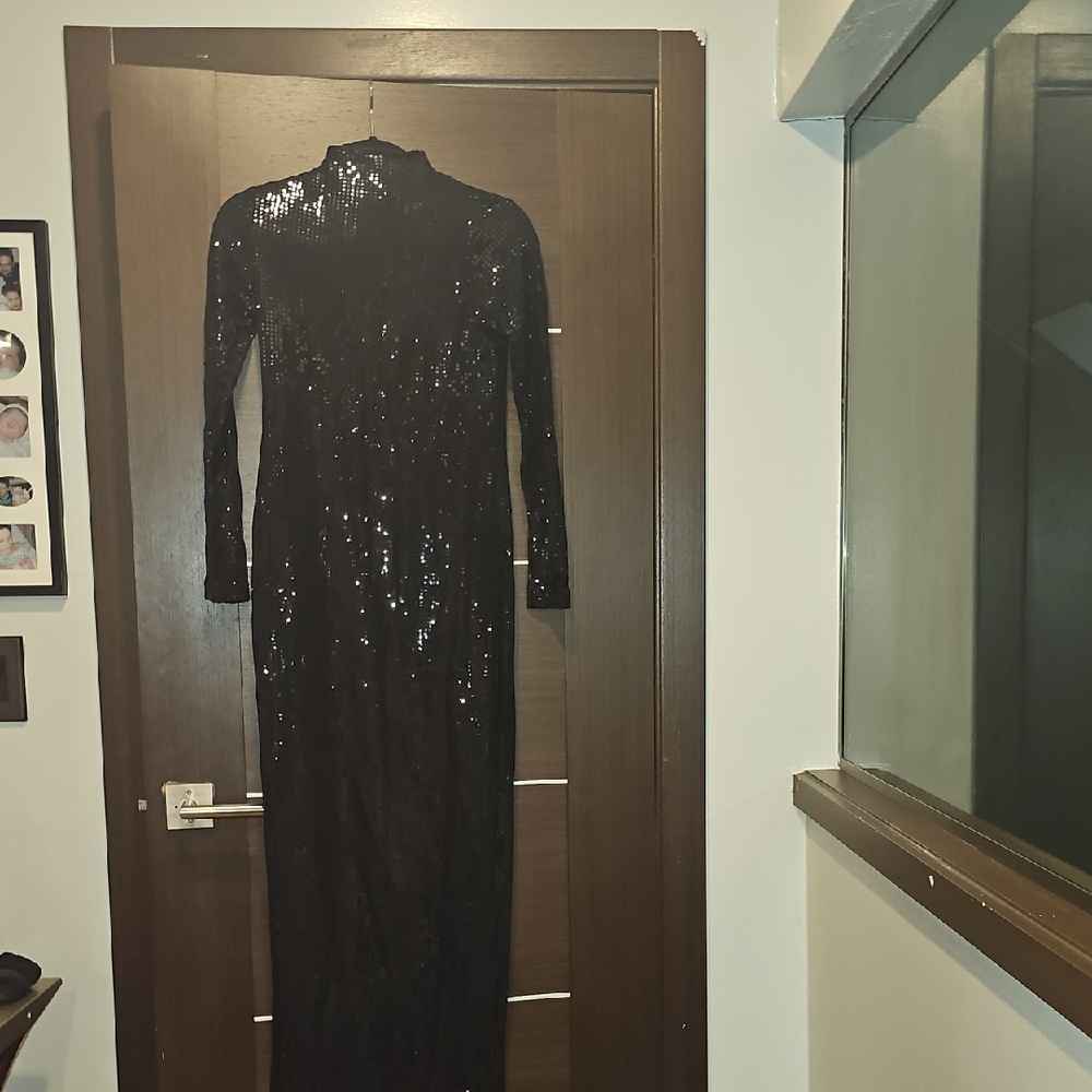 Zara Black Long Sleeve Sequin Dress
